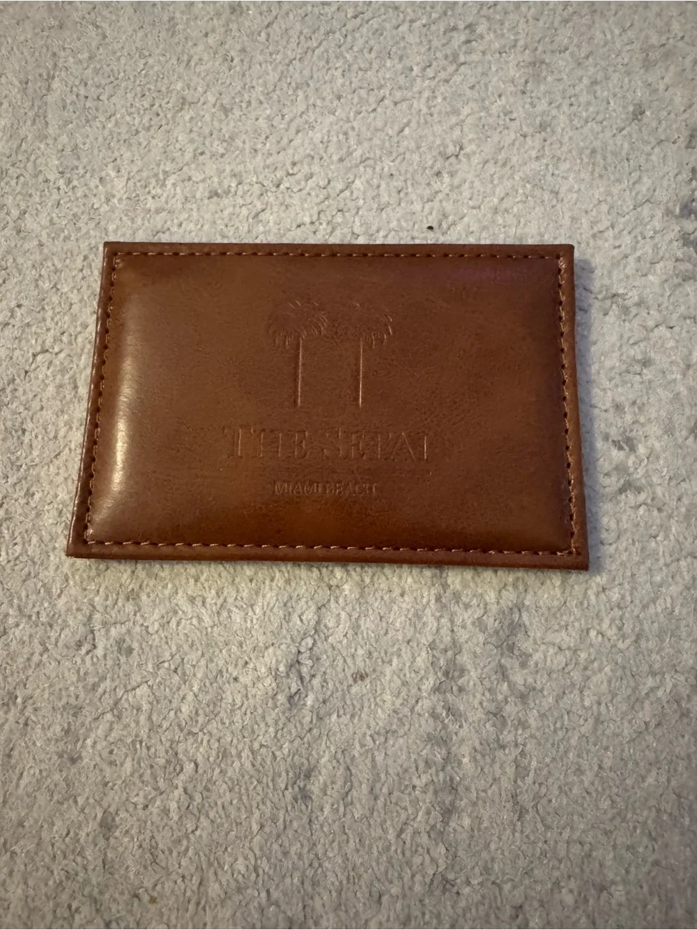 Like 🆕 The Setai Miami Beach caramel tan logo vegan leather card holder